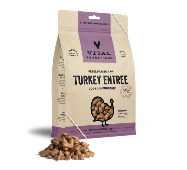 Vital Essentials Freeze-Dried Raw Turkey Entrée Mini Nibs Dog Food Hot on Sale