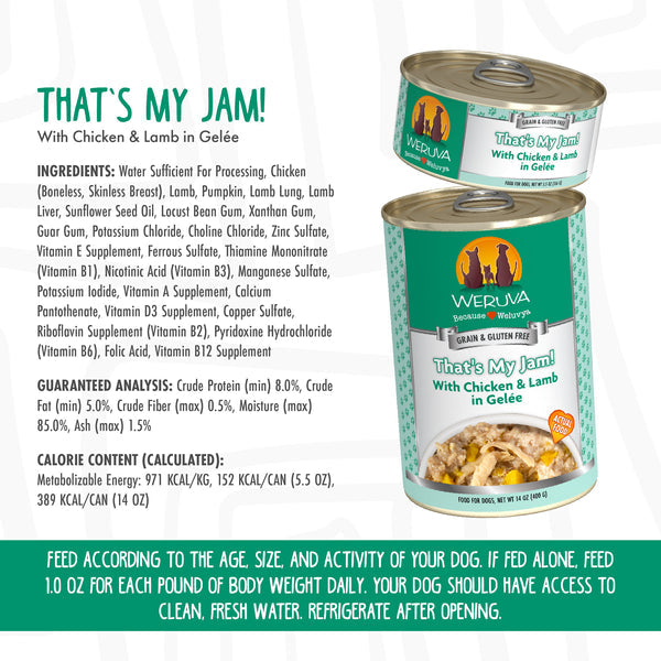 Weruva That s My Jam! with Chicken & Lamb in Gelée Canned Dog Food Discount