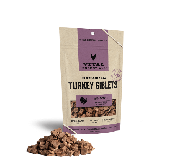 Vital Essentials Freeze Dried Raw Turkey Giblets Dog Treats For Sale