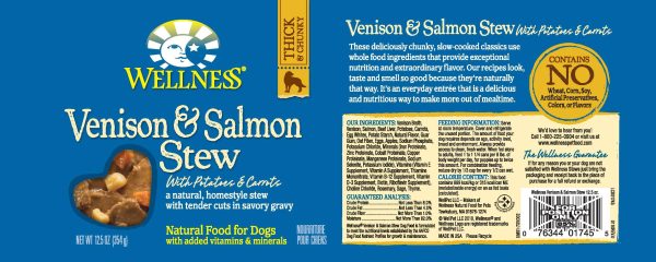 Wellness Grain Free Natural Venison & Salmon Stew with Potato and Carrots Wet Canned Dog Food Online now