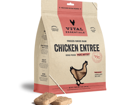 Vital Essentials Freeze-Dried Raw Chicken Entrée Mini Patties Dog Food Hot on Sale