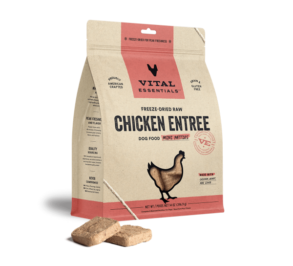 Vital Essentials Freeze-Dried Raw Chicken Entrée Mini Patties Dog Food Hot on Sale