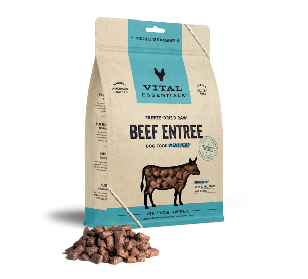 Vital Essentials Freeze-Dried Raw Beef Entrée Mini Nibs Dog Food on Sale