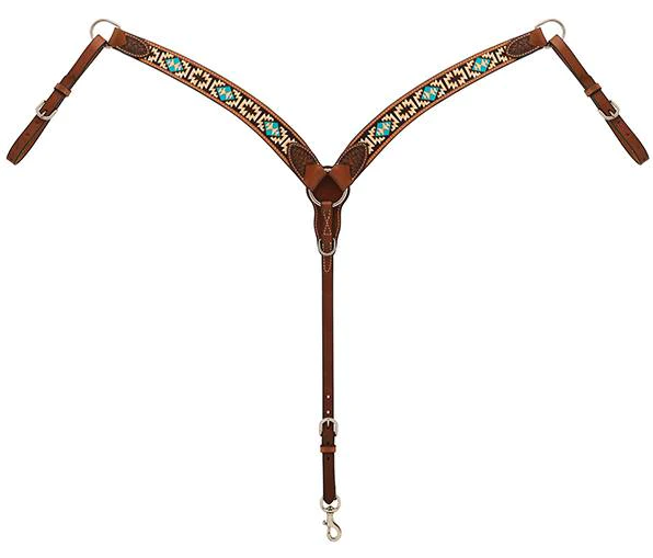 Weaver Turquoise Cross Aztec Contoured Breast Collar Online now