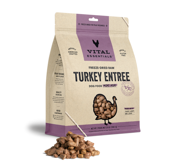 Vital Essentials Freeze-Dried Raw Turkey Entrée Mini Nibs Dog Food Hot on Sale