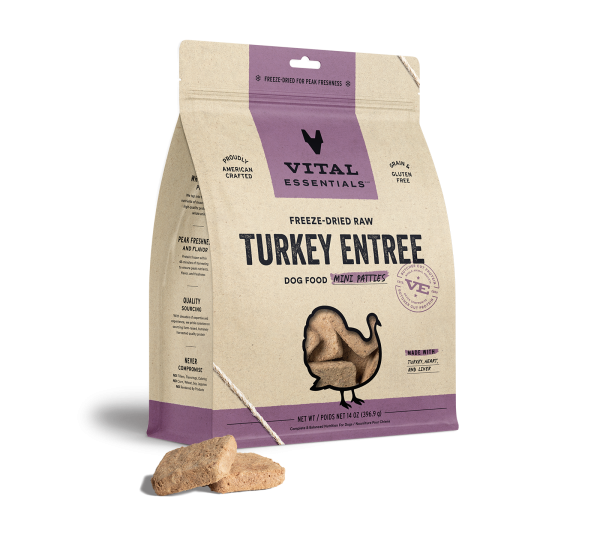 Vital Essentials Freeze-Dried Raw Turkey Entrée Mini Patties Dog Food Online