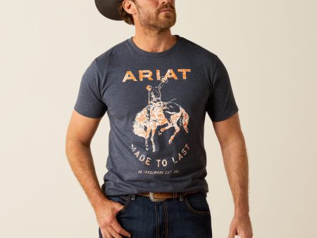 Ariat Men s Last Bronco SS Tee Navy For Sale