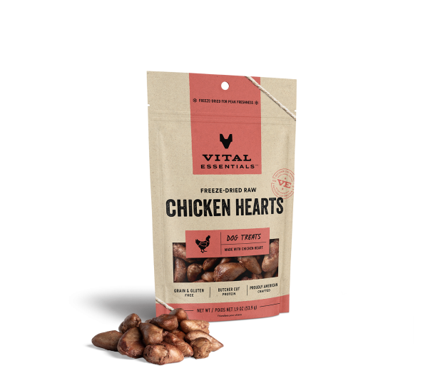 Vital Essentials Freeze Dried Raw Chicken Hearts Dog Treats Cheap