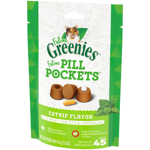 FELINE GREENIES PILL POCKETS Natural Cat Treats, Catnip Flavor Cheap