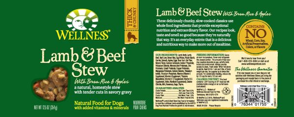 Wellness Natural Lamb and Beef Stew with Brown Rice and Apples Wet Canned Dog Food For Cheap