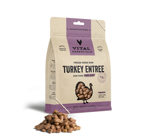 Vital Essentials Freeze-Dried Raw Turkey Entrée Mini Nibs Dog Food Hot on Sale