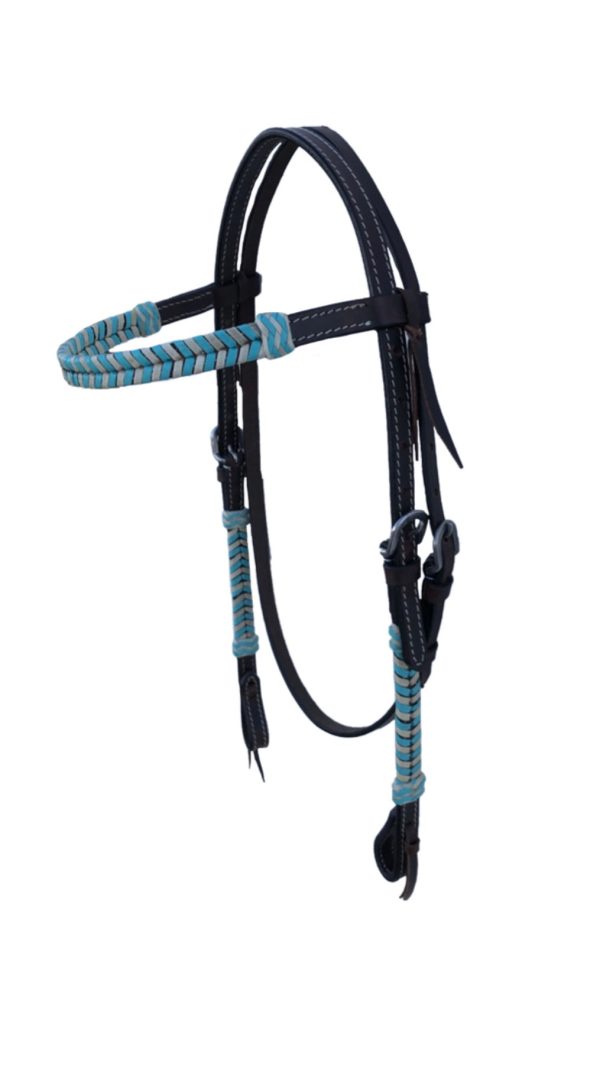 CST Dark Oil Browband Headstall w  Turquoise Lacing Hot on Sale