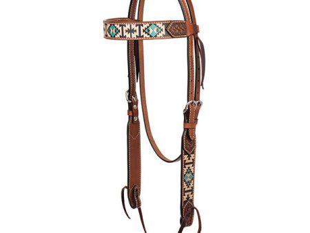 Weaver Turquoise Cross Aztec 5 8  Headstall For Cheap