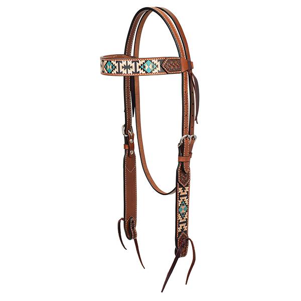 Weaver Turquoise Cross Aztec 5 8  Headstall For Cheap