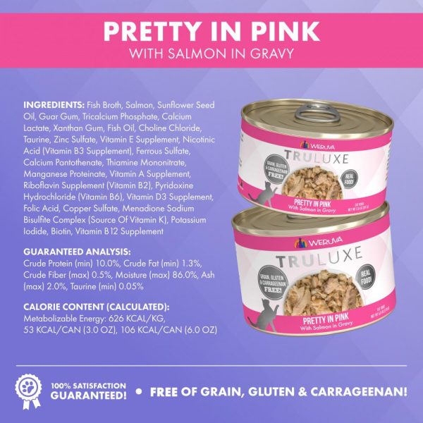 Weruva TRULUXE Pretty In Pink with Salmon in Gravy Canned Cat Food For Sale