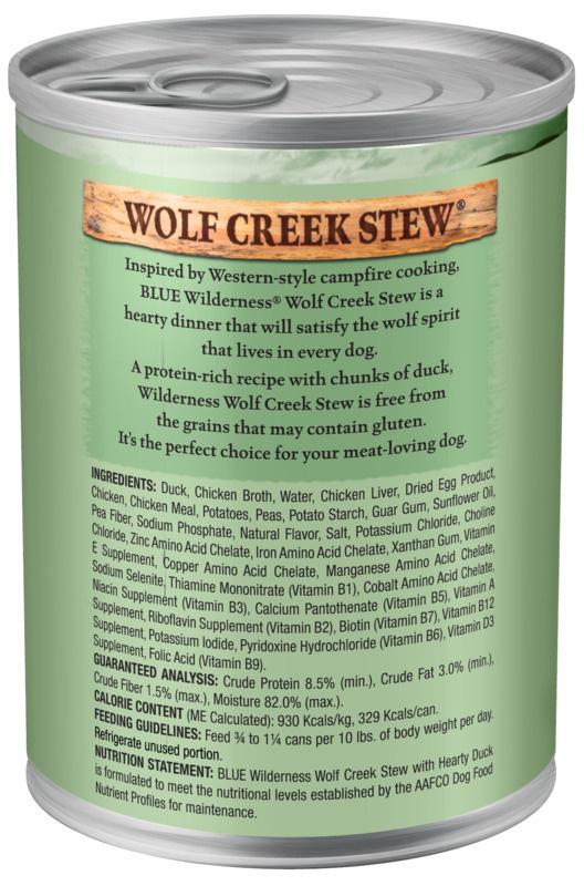 Blue Buffalo Wilderness Wolf Creek Stew Hearty Duck Stew Canned Dog Food For Sale