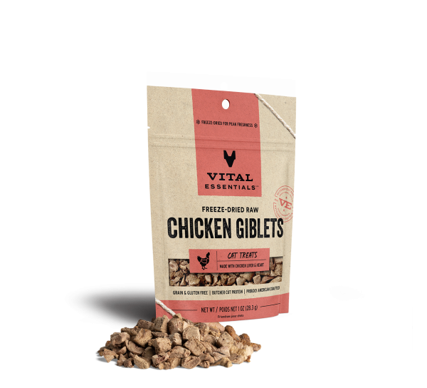 Vital Essentials Freeze Dried Raw Chicken Giblets Cat Treats For Discount