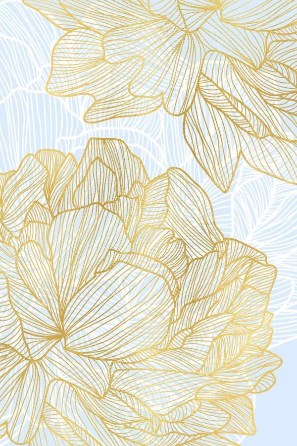 Anthesis Blue - Gold Stenciled Flower Online Sale