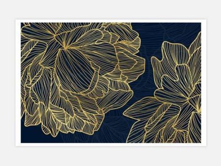 Anthesis Navy - Gold Stenciled Flower Discount