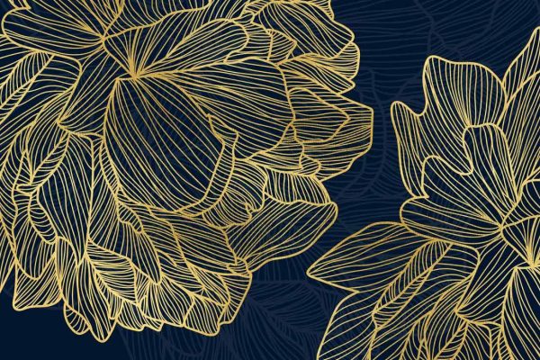 Anthesis Navy - Gold Stenciled Flower Discount