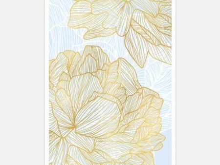 Anthesis Blue - Gold Stenciled Flower Online Sale