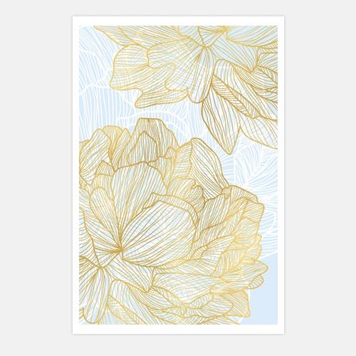 Anthesis Blue - Gold Stenciled Flower Online Sale